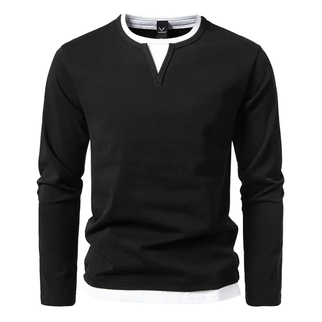 Viva Mode | Herren Premium Langarm-Baumwoll-T-Shirt