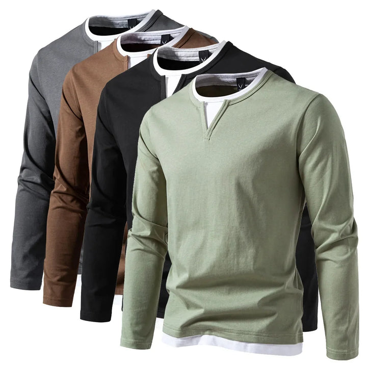 Viva Mode | Herren Premium Langarm-Baumwoll-T-Shirt