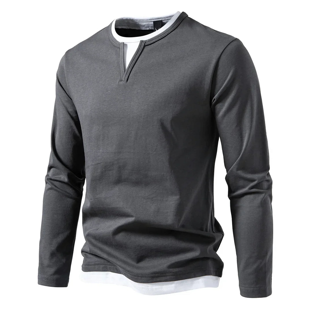Viva Mode | Herren Premium Langarm-Baumwoll-T-Shirt