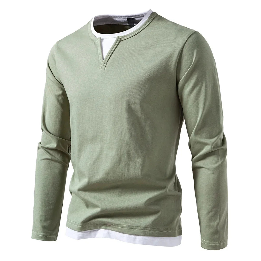 Viva Mode | Herren Premium Langarm-Baumwoll-T-Shirt