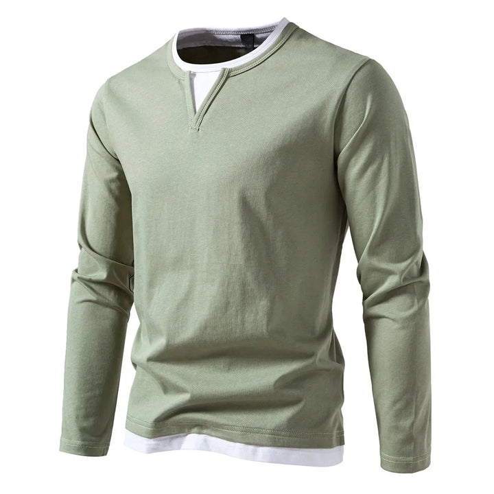 Viva Mode | Herren Premium Langarm-Baumwoll-T-Shirt