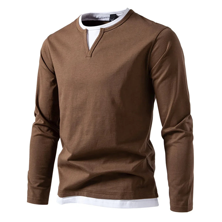 Viva Mode | Herren Premium Langarm-Baumwoll-T-Shirt