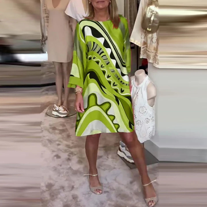 Abstraktes Kleid mit Langarm und Druck